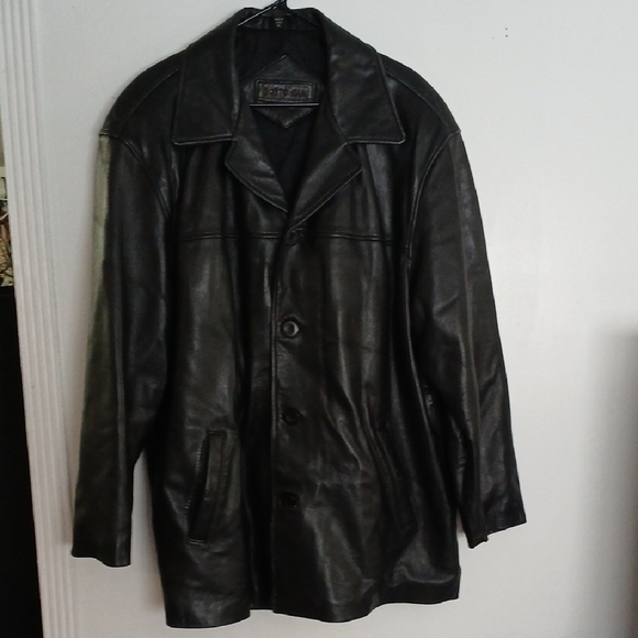 Men's Black Leather Jacket - Picture 1 of 12